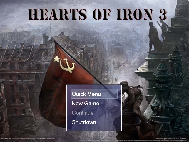 Hearts of iron III Quick Menu